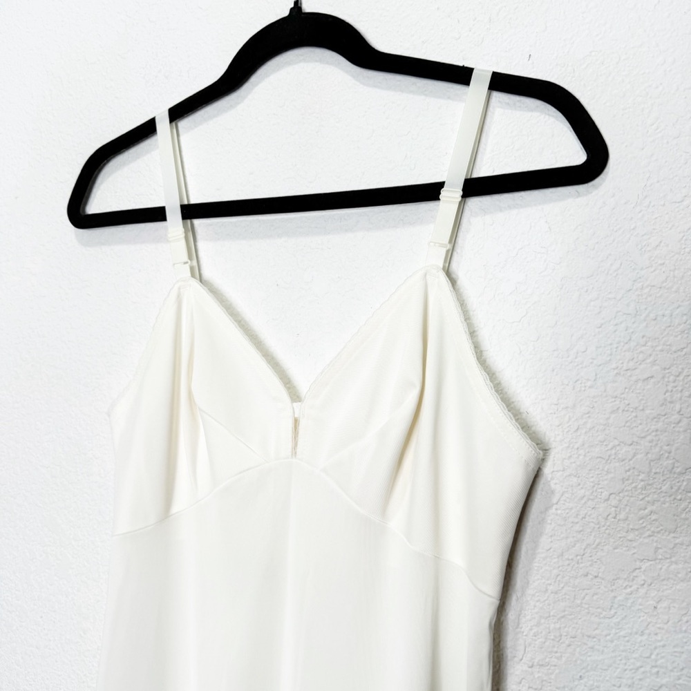 Vintage Babydoll Slip Dress Lace Slit White - Picture 2 of 9